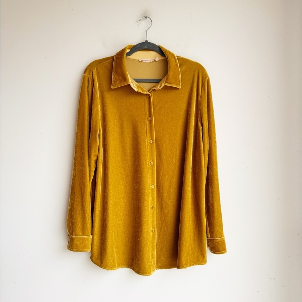 Soft Surroundings Amber Velvet Ribbed Boyfriend Tunic Shirt | Size L - Picture 6 of 6